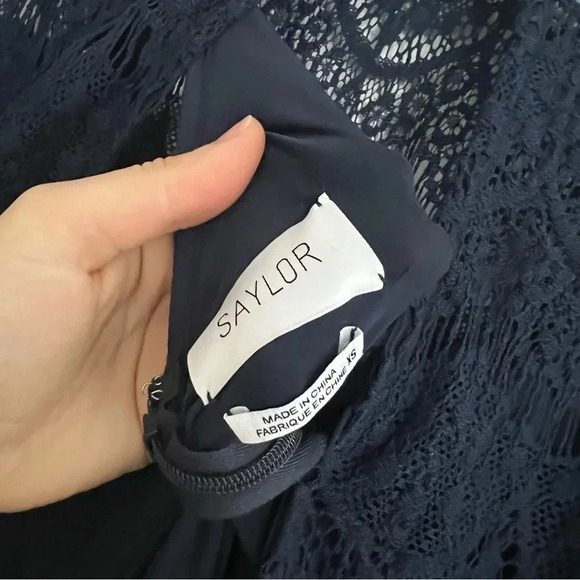 Saylor $198 Anthropologie x Saylor Savannah Layered Lace Romper Navy Sz Xs - Picture 6 of 6